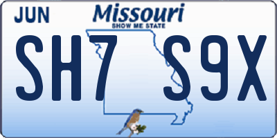 MO license plate SH7S9X