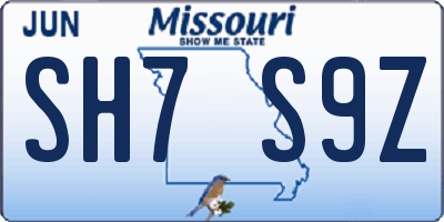 MO license plate SH7S9Z