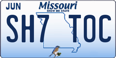 MO license plate SH7T0C