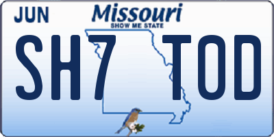 MO license plate SH7T0D