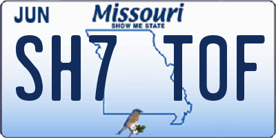 MO license plate SH7T0F
