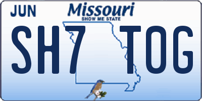 MO license plate SH7T0G