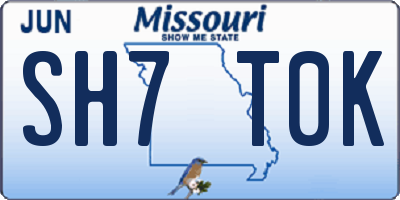MO license plate SH7T0K