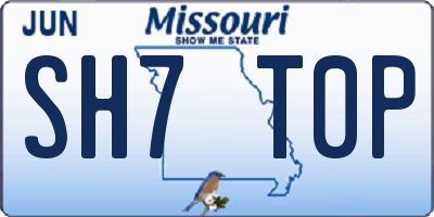 MO license plate SH7T0P