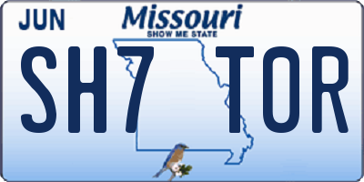 MO license plate SH7T0R