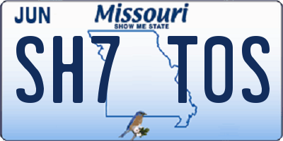 MO license plate SH7T0S