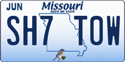 MO license plate SH7T0W