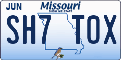 MO license plate SH7T0X
