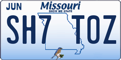 MO license plate SH7T0Z