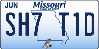 MO license plate SH7T1D