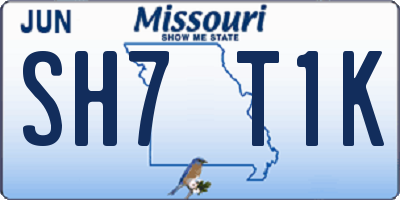 MO license plate SH7T1K
