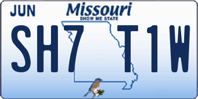 MO license plate SH7T1W