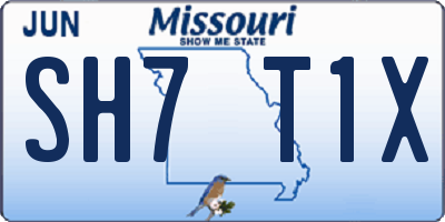 MO license plate SH7T1X