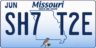 MO license plate SH7T2E