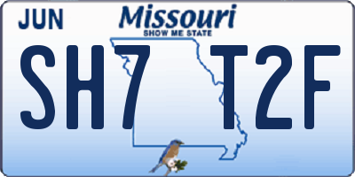 MO license plate SH7T2F