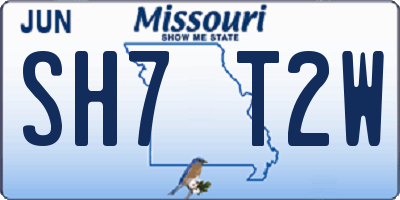 MO license plate SH7T2W