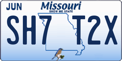 MO license plate SH7T2X