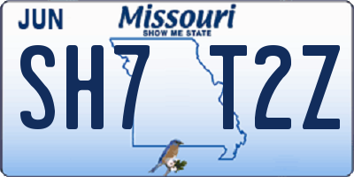 MO license plate SH7T2Z