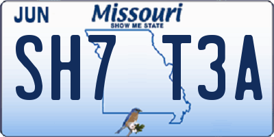 MO license plate SH7T3A