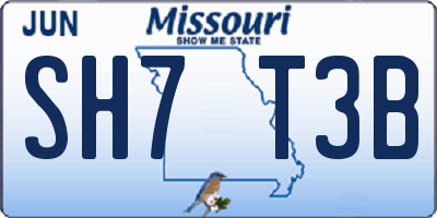 MO license plate SH7T3B