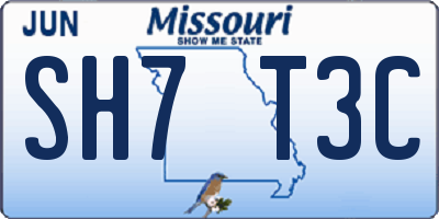 MO license plate SH7T3C