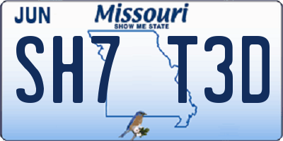 MO license plate SH7T3D
