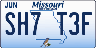 MO license plate SH7T3F