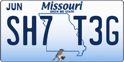 MO license plate SH7T3G