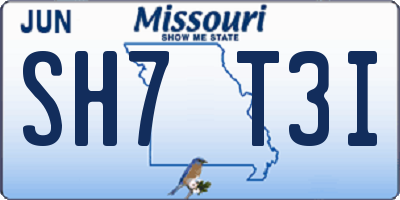 MO license plate SH7T3I