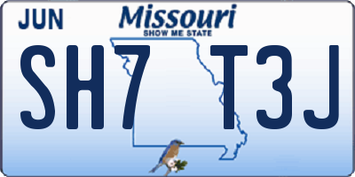 MO license plate SH7T3J