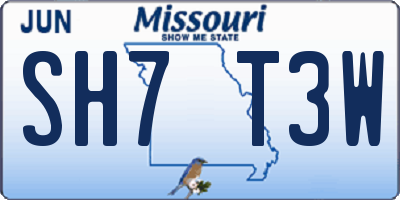 MO license plate SH7T3W