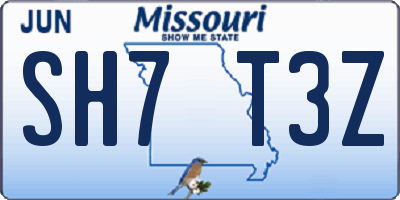 MO license plate SH7T3Z