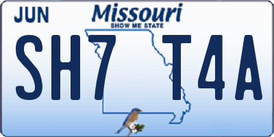 MO license plate SH7T4A