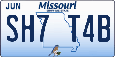 MO license plate SH7T4B