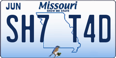 MO license plate SH7T4D