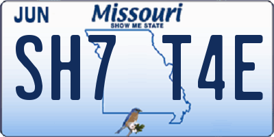 MO license plate SH7T4E