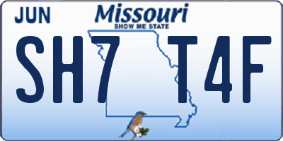 MO license plate SH7T4F