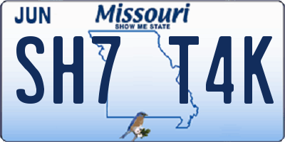 MO license plate SH7T4K