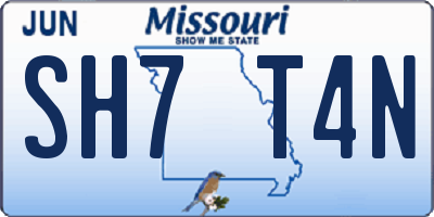MO license plate SH7T4N