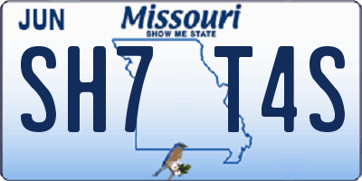 MO license plate SH7T4S