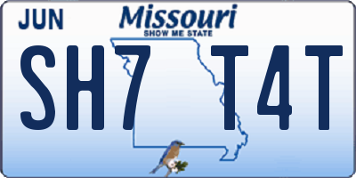 MO license plate SH7T4T