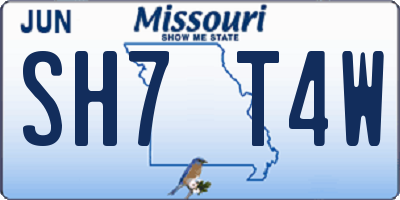 MO license plate SH7T4W
