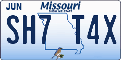 MO license plate SH7T4X