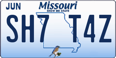 MO license plate SH7T4Z