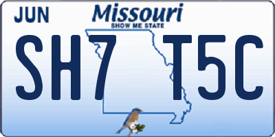 MO license plate SH7T5C