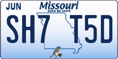 MO license plate SH7T5D