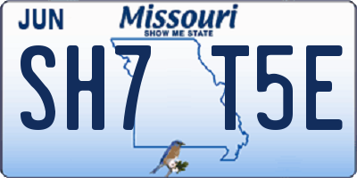 MO license plate SH7T5E