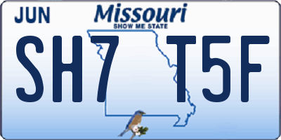 MO license plate SH7T5F