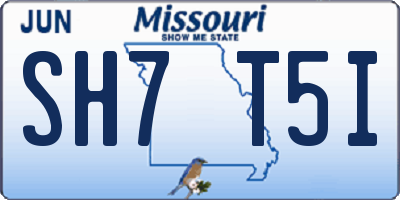 MO license plate SH7T5I