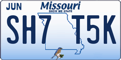 MO license plate SH7T5K